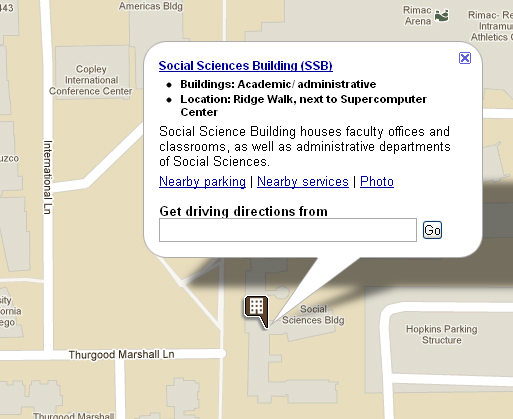 Map of the Social Science Building at UC San Diego
